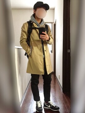 「アイテム（ステンカラーコート）」を使った、トマトさん（メンズ・165cm・10代）の冬コーディネート