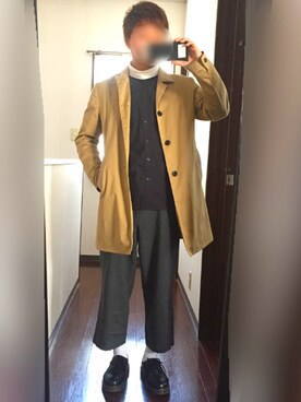 「アイテム（ステンカラーコート）」を使った、トマトさん（メンズ・165cm・10代）の冬コーディネート