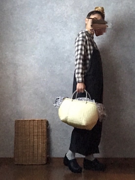 「my beautiful landlet（マイビューティフルランドレット）のアイテム（オールインワン・サロペット）」を使った、なお なお。さん（レディース・159cm）の春コーディネート