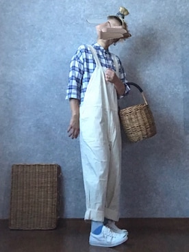 「my beautiful landlet（マイビューティフルランドレット）のアイテム（オールインワン・サロペット）」を使った、なお なお。さん（レディース・159cm）の夏コーディネート