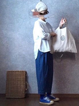 「ムック本」｜「アイテム（帽子）」を使った、なお なお。さん（レディース・159cm）の夏コーディネート