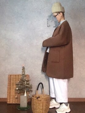 「MERLOT（メルロー）のアイテム（チノパンツ）」を使った、なお なお。さん（レディース・159cm）の冬コーディネート