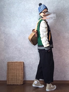 「BEAMS BOY（ビームスボーイ）のアイテム（スタジャン）」を使った、なお なお。さん（レディース・159cm）の冬コーディネート