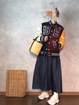 「BEAMS BOY（ビームスボーイ）のアイテム（スタジャン）」を使った、なお なお。さん（レディース・159cm）の冬コーディネート