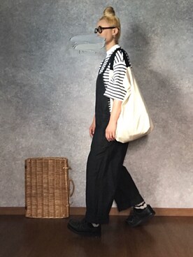 「my beautiful landlet（マイビューティフルランドレット）のアイテム（オールインワン・サロペット）」を使った、なお なお。さん（レディース・159cm）の夏コーディネート