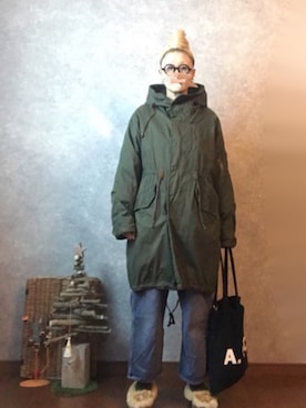 「chimala（チマラ）のアイテム（オールインワン・サロペット）」を使った、なお なお。さん（レディース・159cm）の冬コーディネート