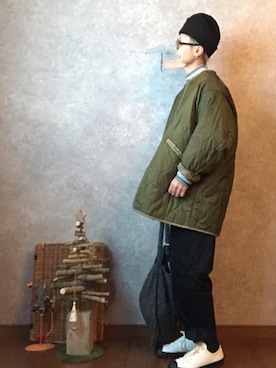 「PUBLUX（パブリュクス）のアイテム（ノーカラージャケット）」を使った、なお なお。さん（レディース・159cm）の冬コーディネート