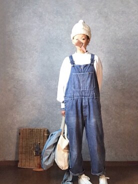 「ジャックパーセル」｜「アイテム（オールインワン・サロペット）」を使った、なお なお。さん（レディース・159cm）の春コーディネート