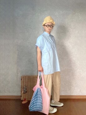 「homspun（ホームスパン）のアイテム（バッグ）」を使った、なお なお。さん（レディース・159cm）の夏コーディネート