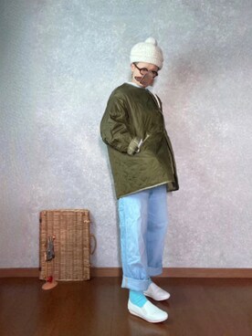 「A.P.C.」｜「アイテム（ノーカラージャケット）」を使った、なお なお。さん（レディース・159cm）の秋コーディネート
