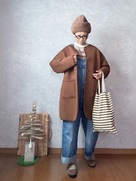 「プチプラミックス」｜「アイテム（ニットキャップ/ビーニー）」を使った、なお なお。さん（レディース・159cm）の冬コーディネート