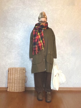 「バブアー女子」｜「アイテム（その他アウター）」を使った、なお なお。さん（レディース・159cm）の冬コーディネート