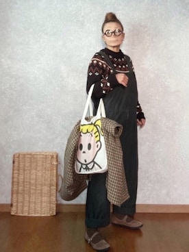 「my beautiful landlet（マイビューティフルランドレット）のアイテム（オールインワン・サロペット）」を使った、なお なお。さん（レディース・159cm）の冬コーディネート