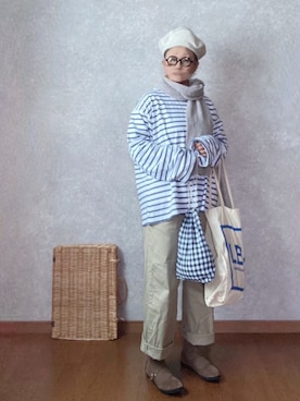 「R&D.M.Co OLDMAN’S TAILOR（オールドマンズテイラー）のアイテム（帽子）」を使った、なお なお。さん（レディース・159cm）の冬コーディネート