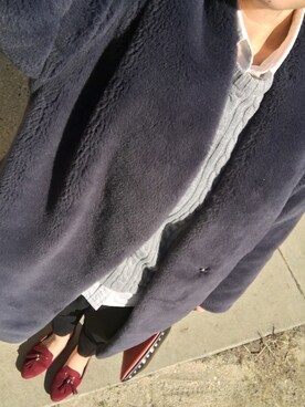 「JEANASIS（ジーナシス）のノーカラーコート」を使った、CHliさん（レディース・158cm）の冬コーディネート