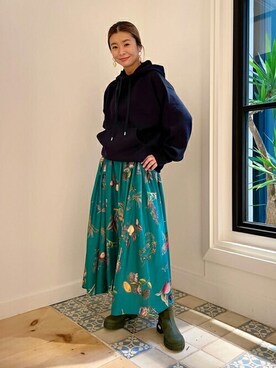 CABaN NEW BOTANICAL シルク ロングスカートを使った人気ファッション ...