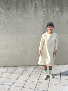 「BLUE BLUE（ブルーブルー）のアイテム（帽子）」を使った、HINATACOTOCOさん（レディース・154cm）の春コーディネート