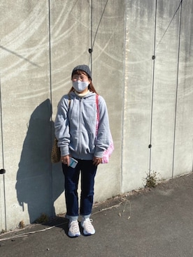 「BLUE BLUE（ブルーブルー）のアイテム（帽子）」を使った、HINATACOTOCOさん（レディース・155cm）の春コーディネート