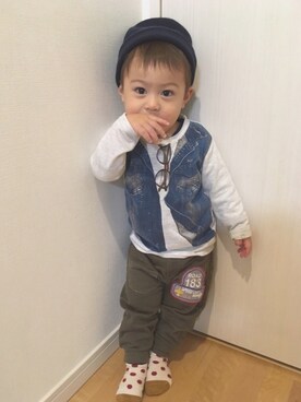 「no brand（ノーブランド）のアイテム（その他パンツ、グリーン系）」を使った、☆8910☆さん（キッズ）の春コーディネート