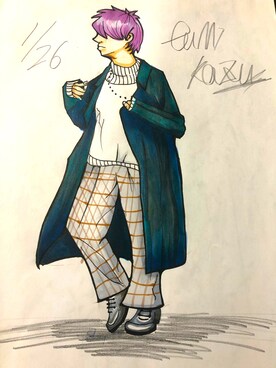 「イラストコーデ」｜「アイテム（その他）」を使った、コイワックスフミオさん（メンズ・188cm）の冬コーディネート