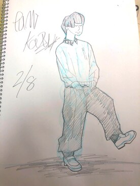 「イラストコーデ」｜「アイテム（その他）」を使った、コイワックスフミオさん（メンズ・188cm）の冬コーディネート