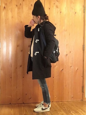 「Ungrid（アングリッド）のフレイドヘムストスリ（デニムパンツ）」を使った、haru◡̈⃝♡さん（レディース・161cm）の冬コーディネート