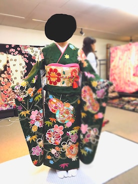 「アイテム（浴衣、グリーン系）」を使った、anna…さん（レディース・152cm）の冬コーディネート