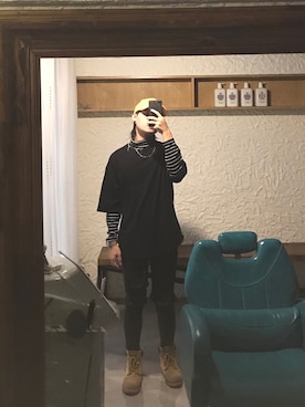 「淘宝のアイテム（その他、ブラック系）」を使った、mo小哥さん（メンズ）の秋コーディネート