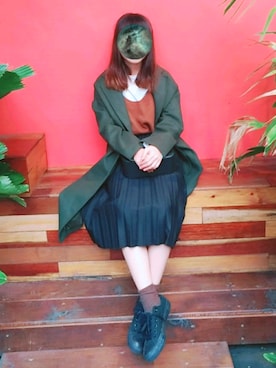「skirt」｜「アイテム（ダッフルコート）」を使った、LayMooさん（レディース・157cm）の冬コーディネート
