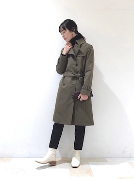「カーキアウター」｜「アイテム（トレンチコート）」を使った、AYAさん（レディース・162cm）の秋コーディネート