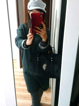 「ワンピース×スニーカー」｜「アイテム（ダウンジャケット/コート）」を使った、こあらさん（レディース・159cm）の冬コーディネート