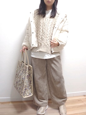 「archives e'pice（アルシーヴエピス）のアイテム（ジャケット/アウター）」を使った、こあらさん（レディース・159cm）の冬コーディネート