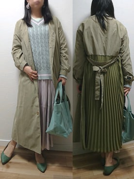 「リバーシブル」｜「アイテム（シャツワンピース）」を使った、こあらさん（レディース・159cm）の春コーディネート