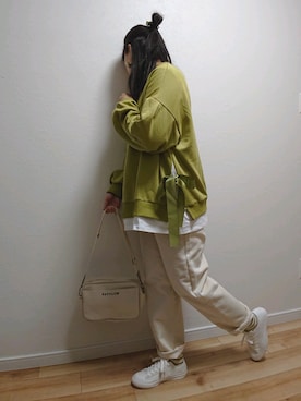 「ボーダーソックス」｜「アイテム（アクセサリー）」を使った、こあらさん（レディース・159cm）の春コーディネート