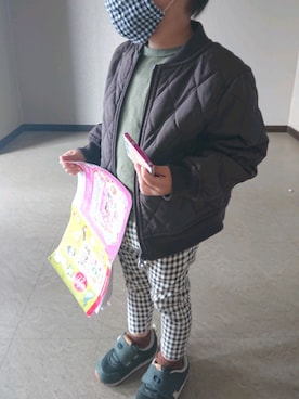 「COMME CA ISM（コムサイズム）のアイテム（ブルゾン）」を使った、こあらさん（キッズ・90cm）の秋コーディネート