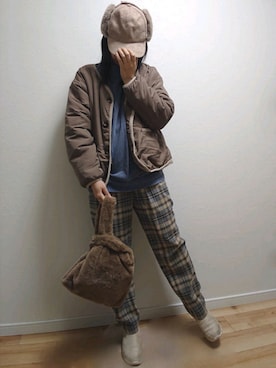 「RETRO GIRL（レトロガール）のアイテム（ブルゾン）」を使った、こあらさん（レディース・159cm）の冬コーディネート