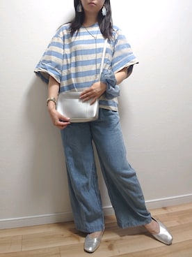 「水色」｜「アイテム（セットアップ）」を使った、こあらさん（レディース・159cm）の夏コーディネート