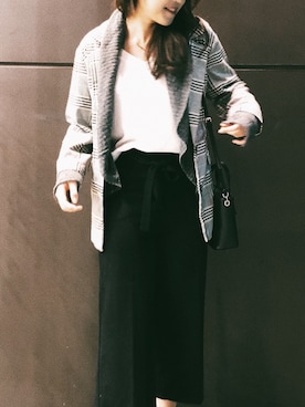 「H&M（エイチ・アンド・エム）のアイテム（チェスターコート）」を使った、艾咪さん（レディース・165cm）の冬コーディネート