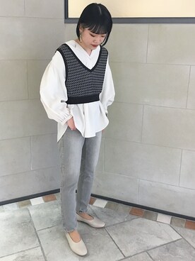 「袖ボリューム」｜「アイテム（その他シューズ）」を使った、伊藤さん（レディース・156cm）の冬コーディネート
