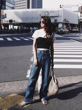 「URBAN RESEARCH（アーバンリサーチ）のアイテム（チューブトップ）」を使った、K A R E Nさん（レディース・167cm）の夏コーディネート