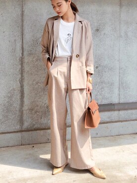 K A R E Nさんの「リネンブレンドサマーツイードテーラードジャケット（Re:EDIT）」を使ったコーディネート