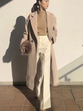 「アイテム（チェスターコート）」を使った、K A R E Nさん（レディース・167cm）の冬コーディネート