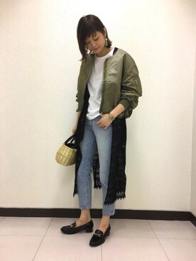 「アパートバイローリーズ」｜「アイテム（MA-1）」を使った、mio🍑さん（レディース・172cm）の春コーディネート