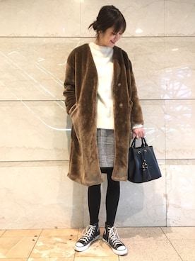 「アパートバイローリーズ」｜「アイテム（スニーカー）」を使った、mio🍑さん（レディース・172cm）の冬コーディネート