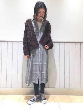 「A part by（アパートバイ）のアイテム（シャツワンピース）」を使った、mio🍑さん（レディース・172cm）の秋コーディネート
