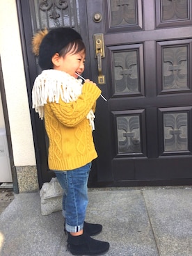 「FITH（フィス）のアイテム（ハンチング/ベレー帽）」を使った、mayuさん（キッズ・90cm）の冬コーディネート