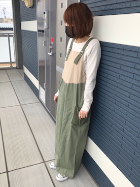 「ZARA（ザラ）のアイテム（サロペット/オーバーオール）」を使った、maki☆*さん（レディース・156cm）の春コーディネート