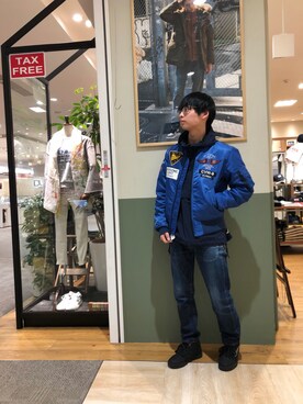 「AVIREX（アヴィレックス）のアイテム（マウンテンパーカー）」を使った、Yuuさん（メンズ・167cm）の冬コーディネート