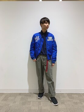 「アウターコーデ」｜「アイテム（MA-1）」を使った、Yuuさん（メンズ・167cm）の冬コーディネート