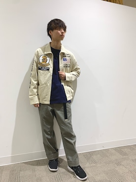 「刺繍」｜「アイテム（ミリタリージャケット）」を使った、Yuuさん（メンズ・167cm）の冬コーディネート